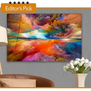 Glass Wall Art Rainbow Enlightenment - House Warming Gift - Interior Design Ideas - Large Print Wall Art , Home & Office