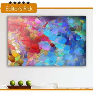 Glass Wall Art - Colorful Modern Artwork  - Housewarming Gift - Interior Design Ideas - Home & Office Decoration - Abstract Painting
