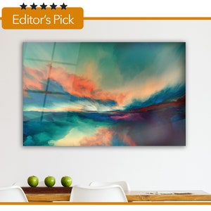 Glass Wall Art Abstract Sunset Landscape of paint. - House Warming Gift - Interior Design Ideas - Large Print Wall Art , Home & Office
