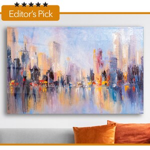 Glass Wall Art Skyline city view  - House Warming Gift - Interior Design Ideas - Large Print Wall Art , Home & Office