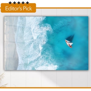 Glass Wall Art - Yacht on the Turquoise  Water - Travel concept - Housewarming Gift- Interior Design Ideas- Home & Office Decoration