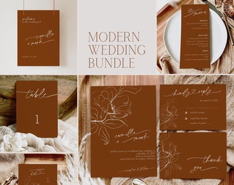 Minimalist Wedding Bundle Template, Editable Modern Stationery (Digital Download)