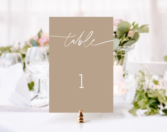 Modern Wedding Table Number, Minimalist 4x6 Sign (DIY Template)