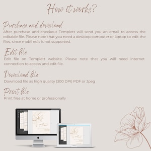 Botanische florale minimalistische Hochzeitseinladungsvorlage, bearbeitbare minimalistische Hochzeitseinladung, moderne einfache elegante Hochzeitseinladung Bild 7