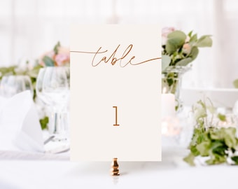 Minimalist Wedding Table Number Sign, Editable 4x6 Card