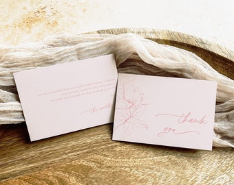 Navy & Blush Wedding Thank You Card Template Floral Wedding Thank You ...