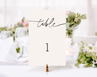 Modern Wedding Table Number Sign, Minimalist 4x6 (Editable Template)