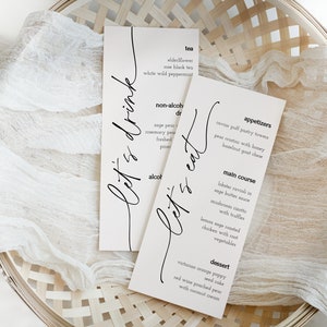 Modern Wedding Menu Cards, Minimalist Wedding Menu Template, Editable Wedding Menu, Minimal Wedding Drinks Menu, Editable Menu Card