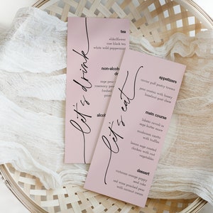 Modern Wedding Menu Cards, Minimalist Wedding Menu Template, Editable Wedding Menu, Minimal Wedding Drinks Menu, Editable Menu Card