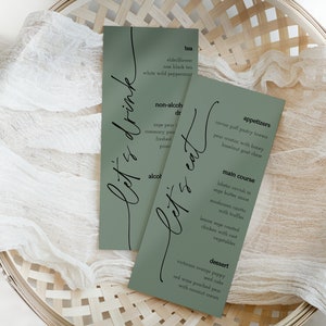 Modern Wedding Menu Cards, Minimalist Wedding Menu Template, Editable Wedding Menu, Minimal Wedding Drinks Menu, Editable Menu Card