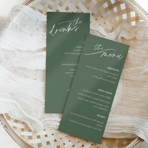 Modern Wedding Menu Cards, Minimalist Wedding Menu Template, Editable Wedding Menu, Minimal Wedding Drinks Menu, Editable Menu Card