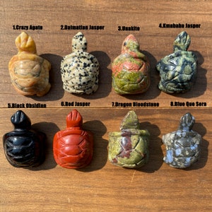 1.5'' Gemstone Turtle, Hand Carved Crystal Turtle, Tortoise Figurine, Crystal Animal Sculpture, Healing Crystal, Home Decor image 2