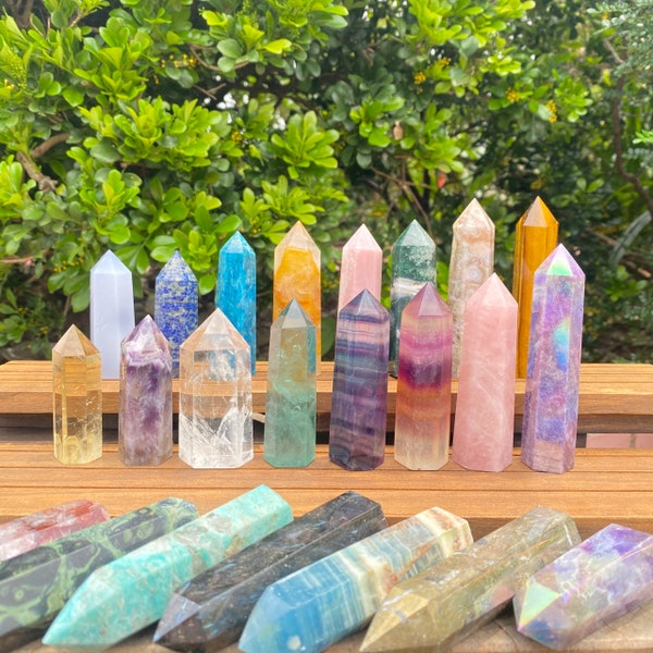 2.5-4 Inches Crystal Tower, Rose Quartz/Amethyst/Labradorite/Fluorite/Citrine/Flower Agate/Moss Agate More Choice Tower, Wholesale Crystals