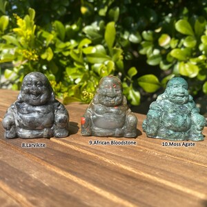 1.5'' Hand Carved Gemstone Buddha, Crystal Buddha Statue, Laughing Buddha, Reiki Healing, Home Decor, Crystal Gift zdjęcie 4