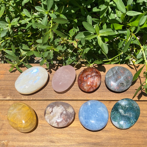 Crystal Palm Stone, Natural Gemstone Palm Stone, Beginner Crystal, Mineral Samples, Healing Crystal, Labradorite/Moss Agate/Flower Agate