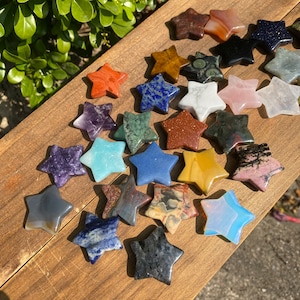 3 cm Hand Carved Crystal Star, Gemstone Star, Healing Crystal, Star Decor, Pocket Stone, Crystal Gift, Rose Quartz/Amethyst/Obsidian