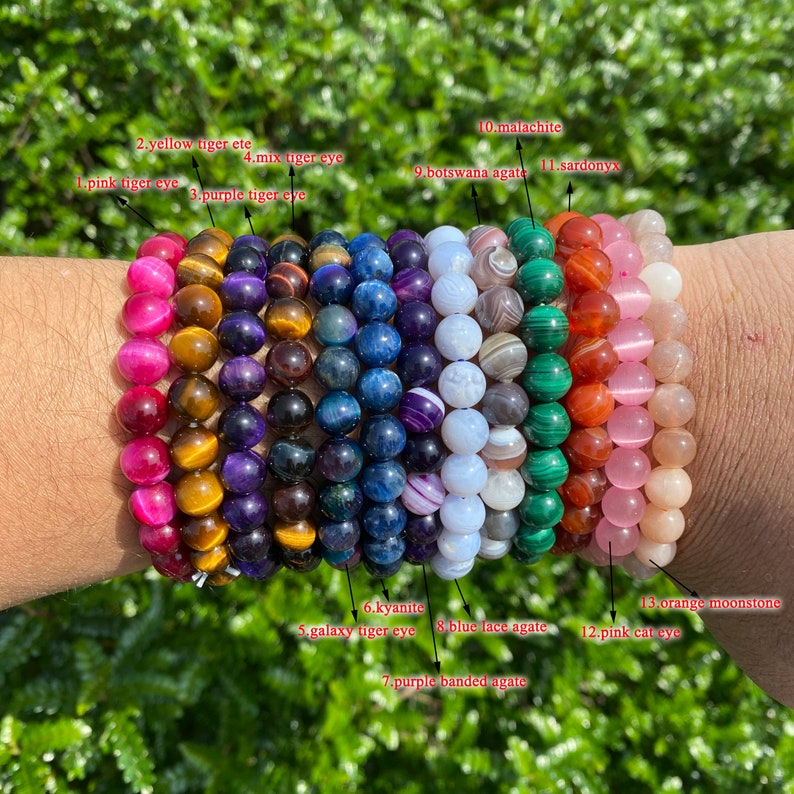 Crystals Round Beads Bracelet, Stretchy Crystal Bracelet, Gemstone Bracelet, Healing Bracelet for Women&Men, Mother's Day Gift, 6 mm/8 mm/10 mm image 2