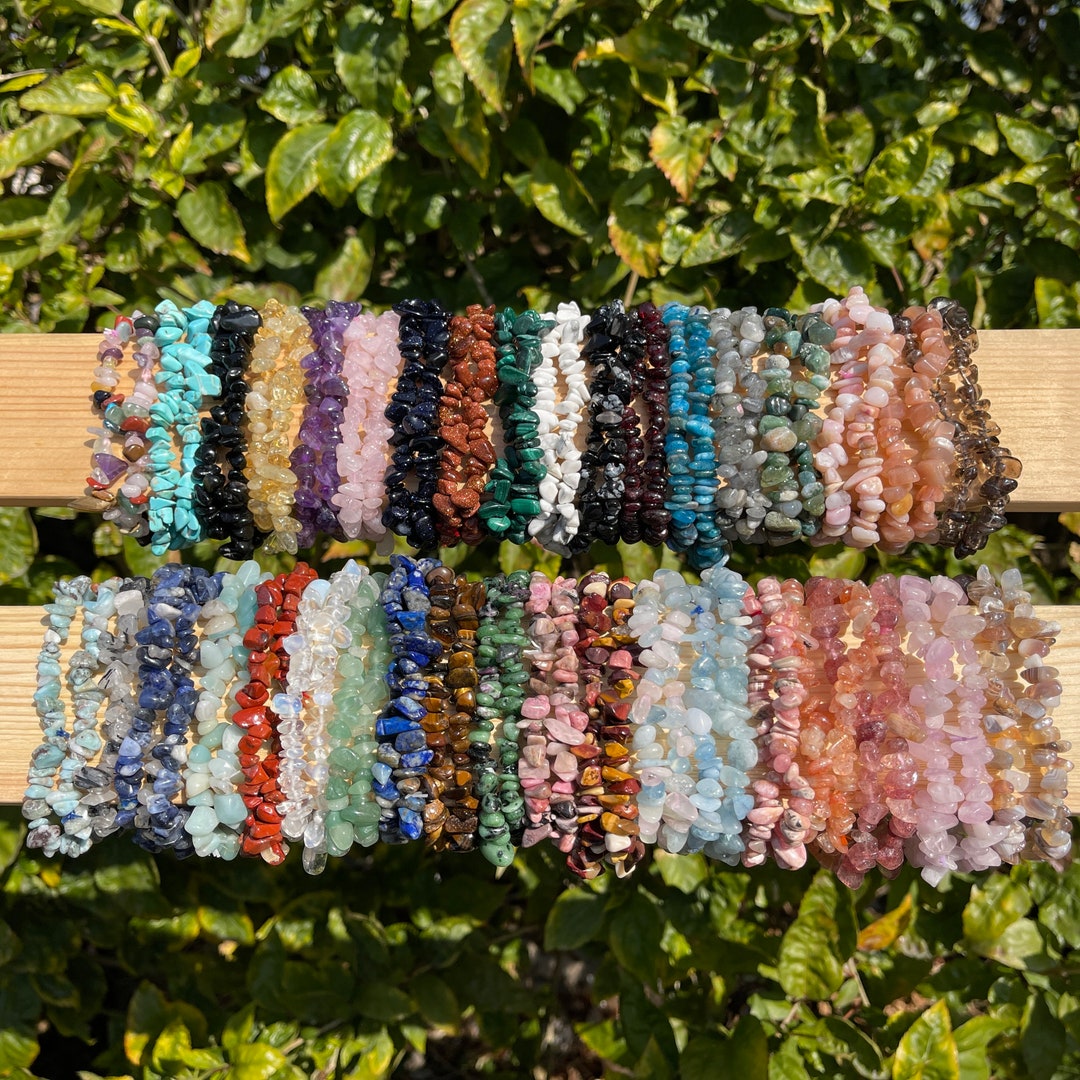 Gemstone chip bracelet deals