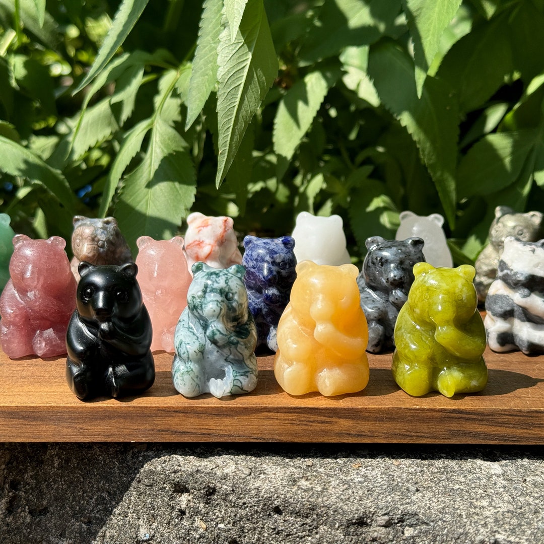 Hand Carved Crystal Bear, Gemstone Bear Figurine, Healing Crystal, Home