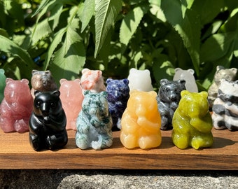Hand Carved Crystal Bear, Gemstone Bear Figurine, Healing Crystal, Home Decor, Crystal Animal, Crystal Gifts
