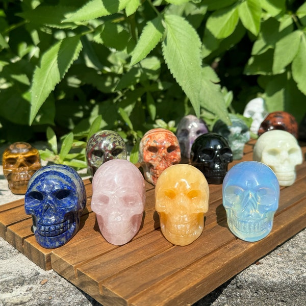 2 Inches Hand Carved Crystal Skull, Natural Gemstone SKull, Healing Crystal, Home Decor, Rose Quartz/Amethyst/Obsidian Skull Gifts
