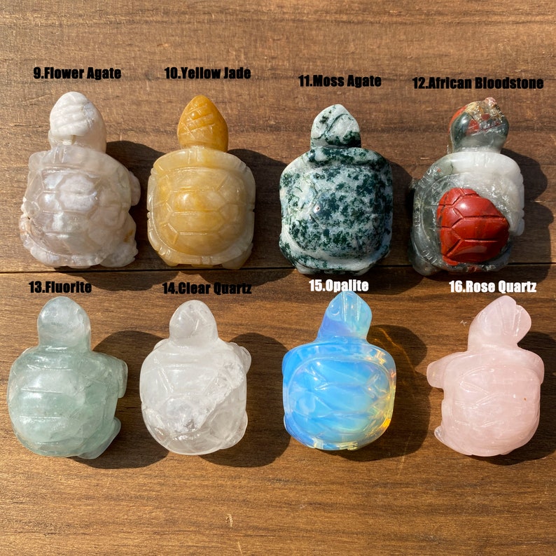 1.5'' Gemstone Turtle, Hand Carved Crystal Turtle, Tortoise Figurine, Crystal Animal Sculpture, Healing Crystal, Home Decor image 3