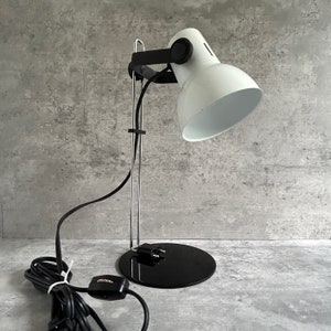 Vintage White Adjustable Architect Desk Lamp | Industrial Metal Task Light | Small Articulating Lamp for Office or Studio