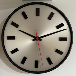 Mid Century Simplex Wall Clock | Vintage Industrial Plug-In Clock | 14&quot; Analog Metal Clock | Retro Office or Kitchen Decor