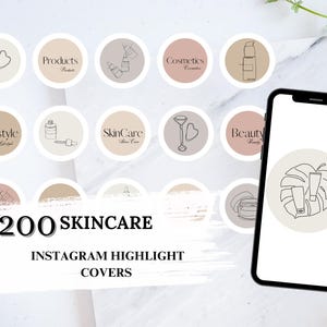 200 huidverzorging Instagram hoogtepunt covers, Instagram verhaal hoogtepunt iconen, huidverzorging blogger hoogtepunten, LineArt huidverzorging hoogtepunt covers
