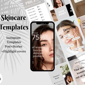 160 beautybusiness- en huidverzorgingcanvasjablonen | Esthetische Instagram-berichten en -verhalen voor schoonheidsspecialisten | Highlight-covers Huidverzorging
