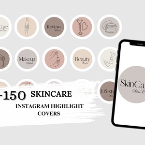 150+ huidverzorging Instagram hoogtepunt covers, Instagram verhaal hoogtepunt iconen, huidverzorging blogger hoogtepunten, LineArt huidverzorging hoogtepunt covers