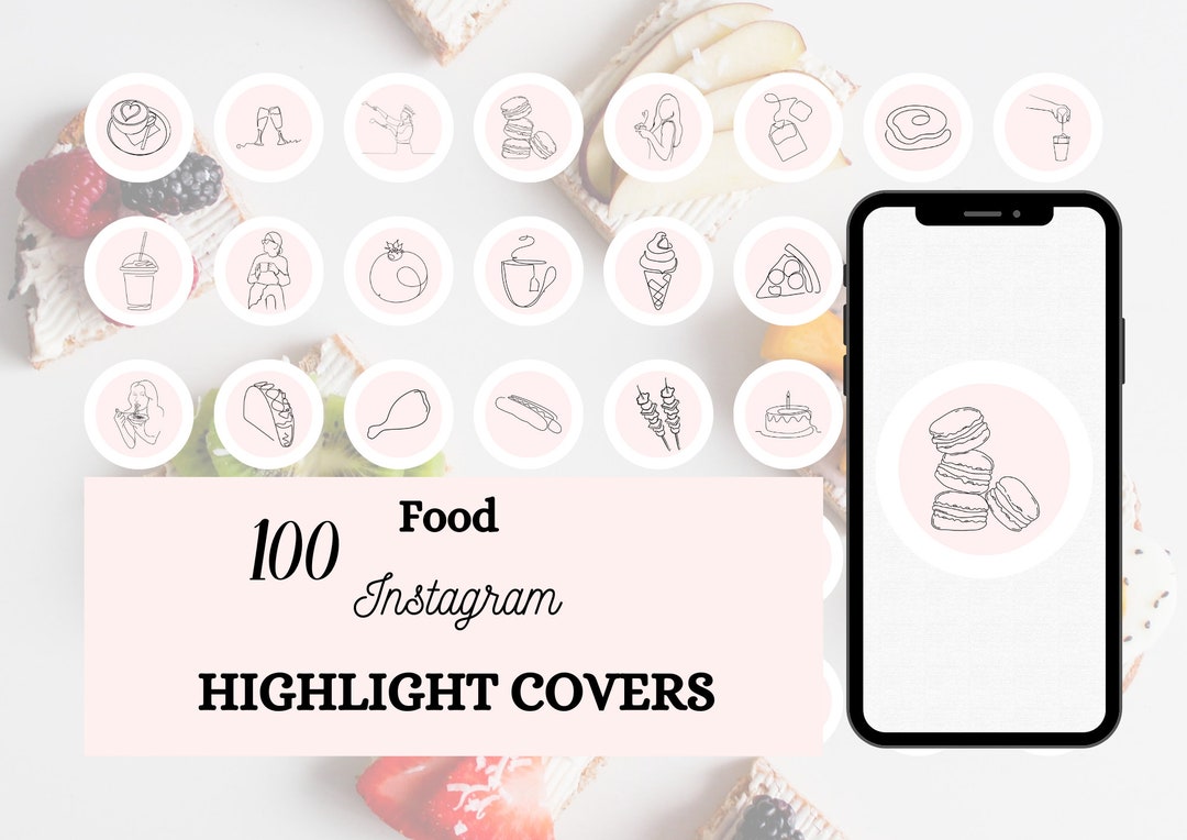 Line Art Food Instagram Highlight Covers, Instagram Story Highlight