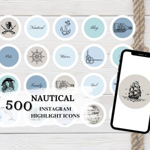 Nautical Instagram Highlight Cover Icons Line Art Highlight Covers Ocean Blue Icons Sea Instagram Stories Beach Highlight Icons Sailing