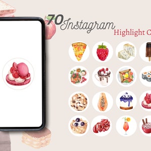 Food Instagram Highlight Covers, Instagram Story Highlight Icons, Food Blogger Highlight, Aquarell Food Highlight Cover