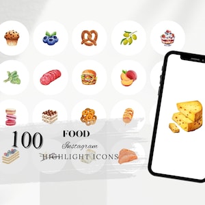 100 Food Instagram Highlight-Cover, Instagram Story Highlight-Icons, Food Blogger Highlight, Aquarell Food Highlight-Cover