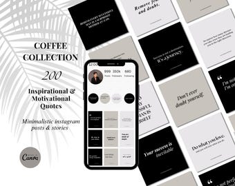 Citas minimalistas inspiradoras de Instagram / Citas para publicaciones e historias de Instagram / Plantillas de citas motivacionales / Plantilla de cita editable de Canva