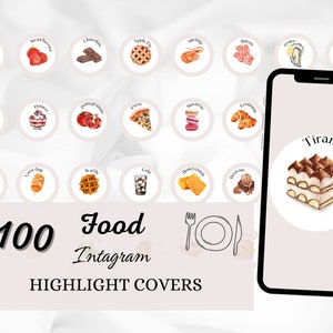 Food Instagram Highlight-Cover, Instagram Story Highlight-Cover, Food Blogger Highlight, Aquarell Food Highlight-Cover