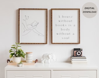 Book Wall Art | Bookish Prints | Bookish Wall Art | Minimalist Book Wall Art | Line Art Prints | Book Room Decor