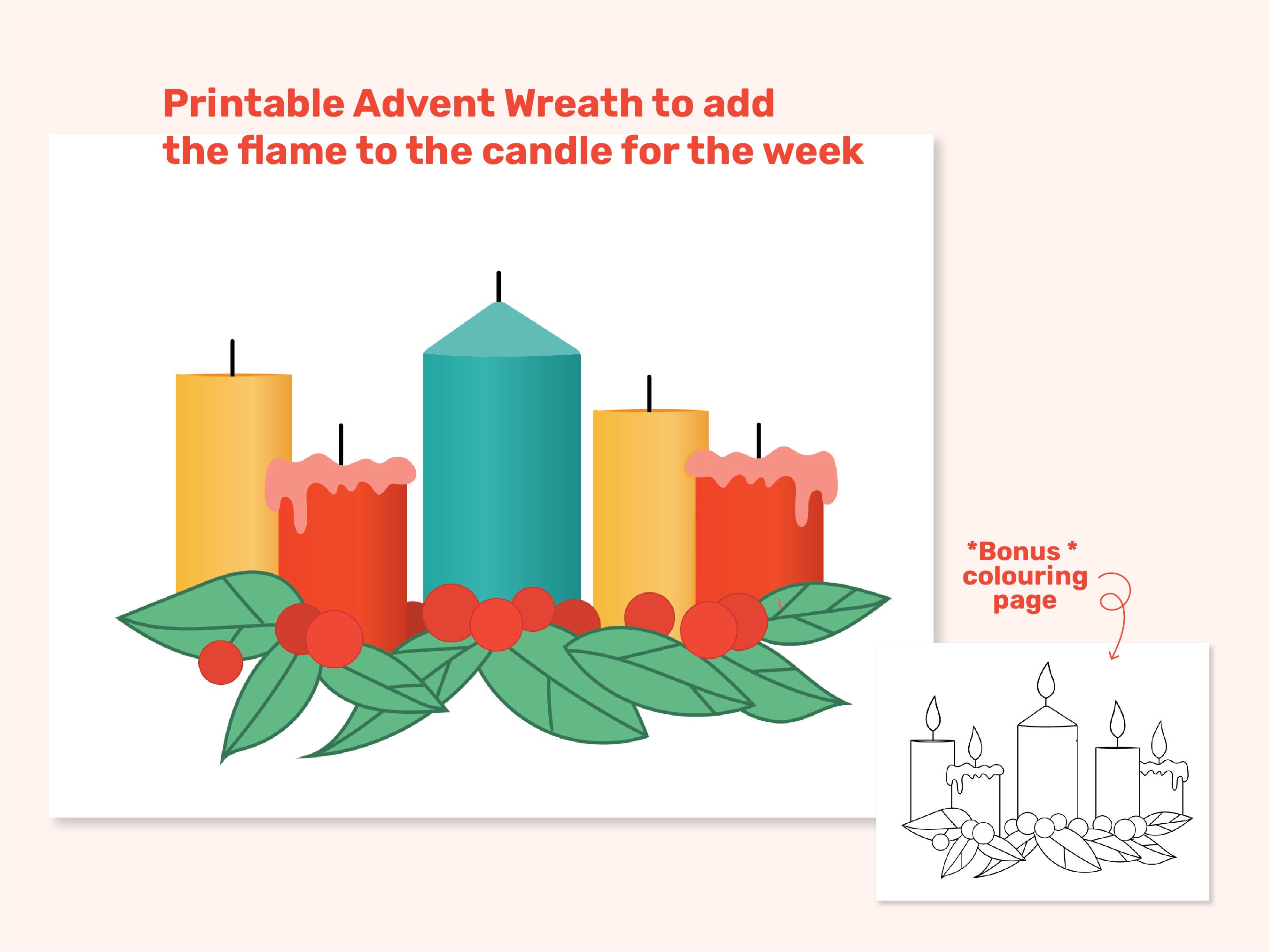 Printable Advent Wreath &amp; Weekly Devotional for Families - Etsy