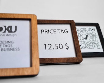 Wooden Price Tags - square wooden holders for your price for cafes, shops, and boutiques.Price Display Stand for markets. Table price 12 pcs