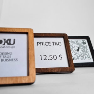 Wooden Price Tags - square wooden holders for your price for cafes, shops, and boutiques.Price Display Stand for markets. Table price 12 pcs