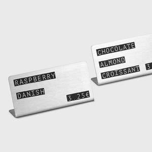 Exclusive Stainless Steel Price Tags with Magnetic Symbols – For Specialty Coffee Shops & Bakeries | Stylish Display for Modern Showcases