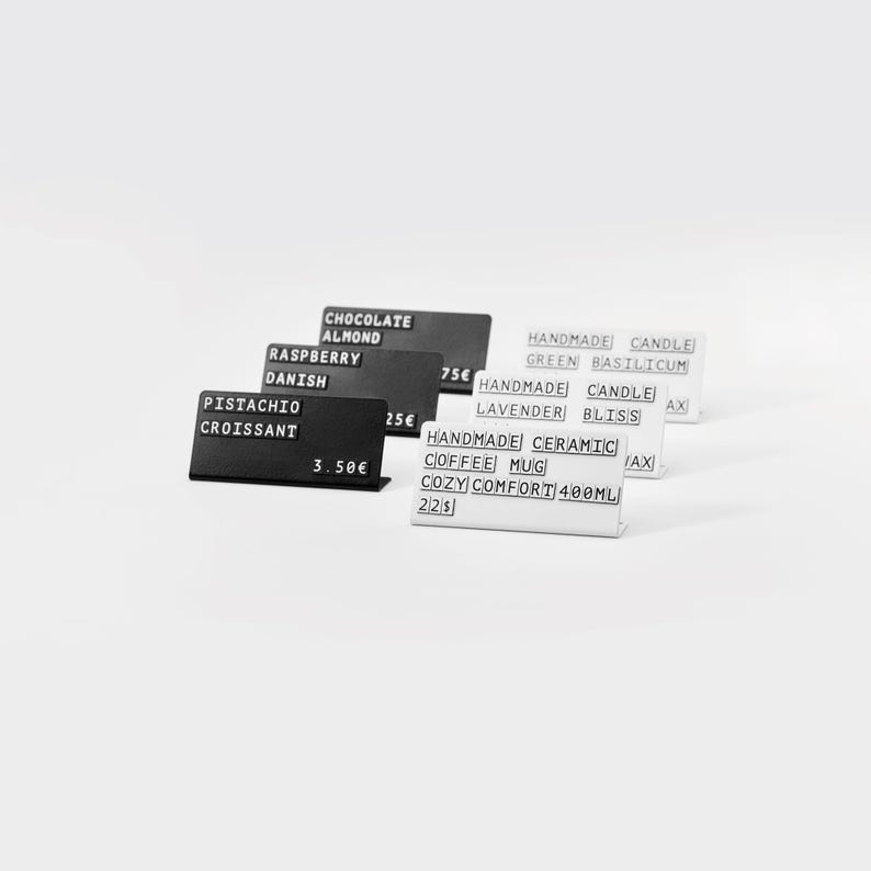 Set of Black Metal Price Tags With Changeable Magnetic Letters for ...