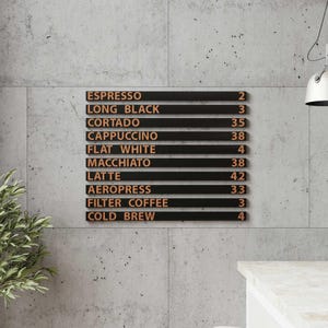 Kit de tableau de menu magnétique pour cafés et restaurants - Bandes métalliques personnalisables avec lettres en bois - Menu exclusif pour les cafés spécialisés.