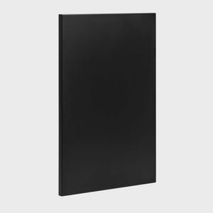 May include: A black, rectangular, blank canvas with a smooth surface.