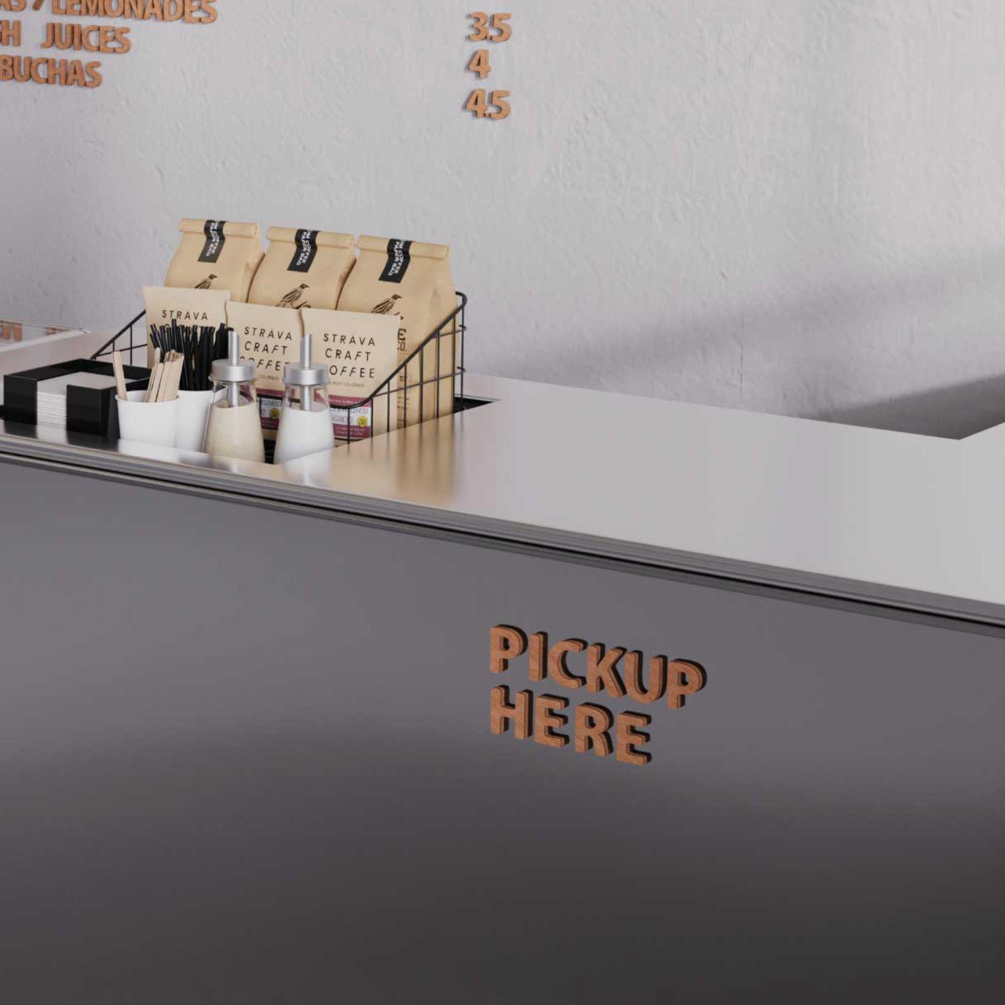 Pick Up Sign Writing Order Here Pick up Here Sign for Coffee Shop, Wood or Acrylic Pick up ...