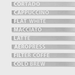 Conjunto de menu de parede de aço inoxidável – Menu moderno de cafeteria com letras magnéticas de madeira ou acrílico | Painel de menu de fácil troca em trilhos de metal