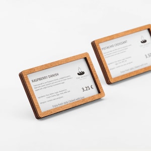 12 peças de etiquetas de mercadorias - Suporte de exibição de preços para mercado. Placas de preço, etiquetagem de preço, etiquetas de preço ou etiquetas de varejo. Etiquetas de madeira. Tamanho 90x50