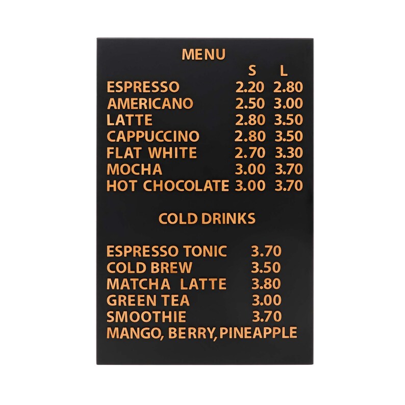 Menu for Coffee Shops. Wall-mounted Menu Board With Wooden Letters on ...