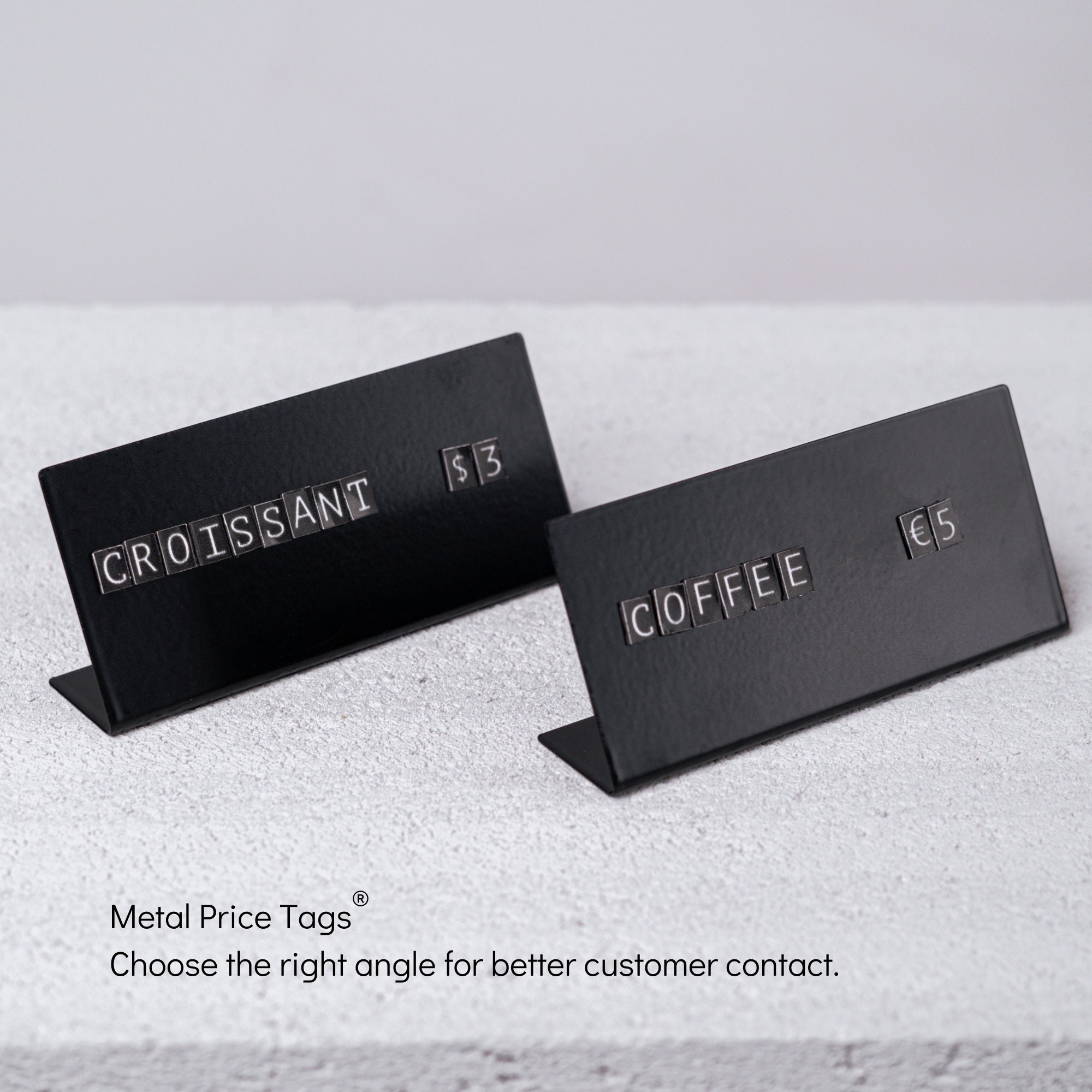 Black Metal Price Tags With Changeable Magnetic Letters for Bakeries ...
